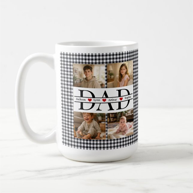 Mug Personalized Photo Collage & Kids' Names "DAD" (Gauche)