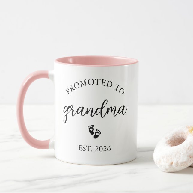 Mug Personalized Promoted to Grandma (Avec donut)
