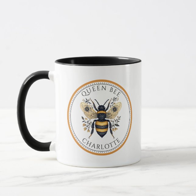 Mug Personalized Queen Bee Floral (Gauche)