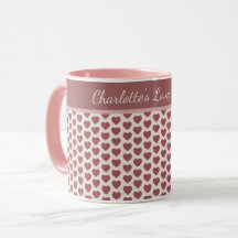 Personalized Retro Hearts Pink Burgundy