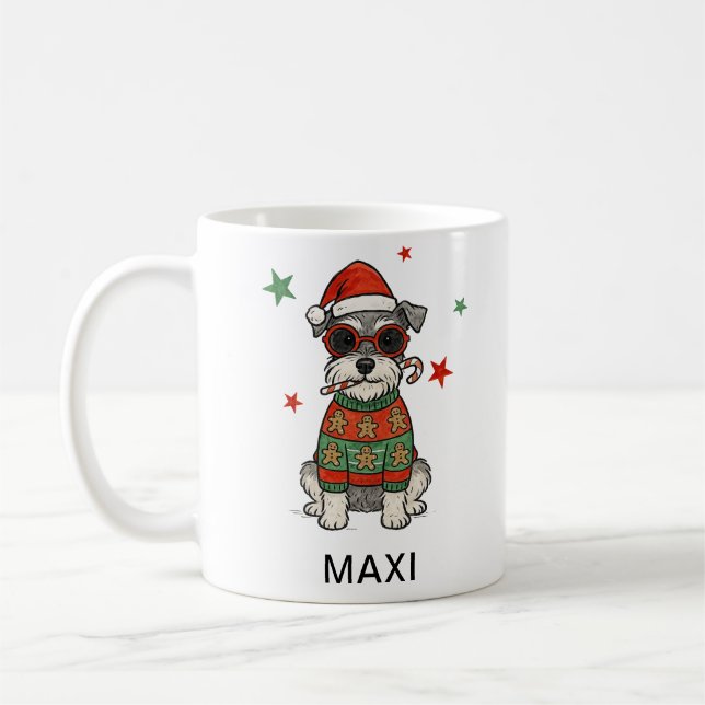 Mug Personalized Schnauzer Gingerbread Ugly Sweater (Gauche)