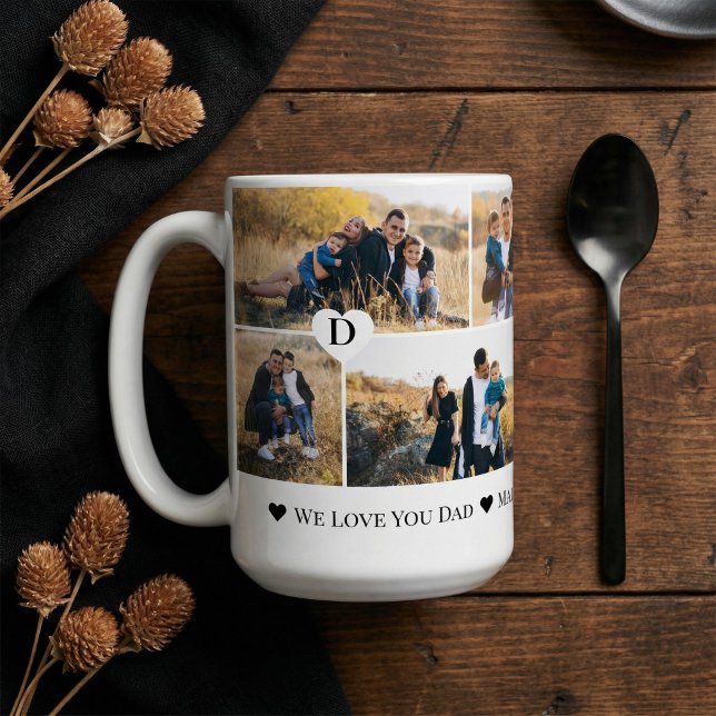 Mug Personalized We Love You Dad Heart Photo Collage (Personalized We Love You Dad Heart Photo Collage Coffee Mug)