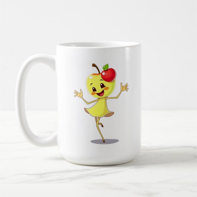 Mug Personnage de dessin animé Apple de danse joyeuse (Gauche)