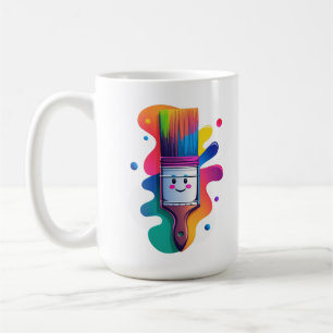 Mug Personnage de pinceau mignon avec éclaboussures de