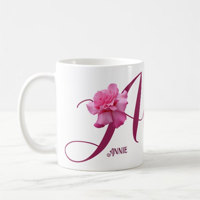 Mug Personnalisable Annie nom joli rose rose floral (Gauche)