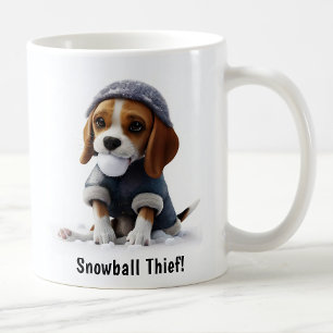 Mug Personnalisable Jour de neige Beagle