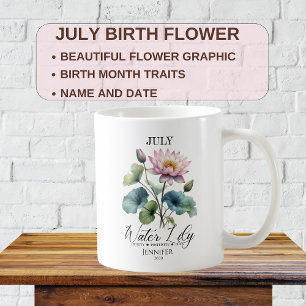 Mug Personnalisable Juillet Anniversaire Fleur Lily d'