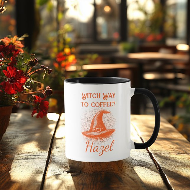 Mug Personnalisable Neon Halloween - Orange Witch Casq (Créateur téléchargé)
