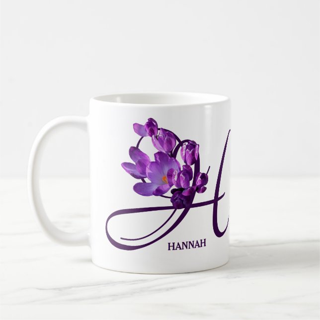 Mug Personnalisable nom Hannah violet floral tendance  (Gauche)