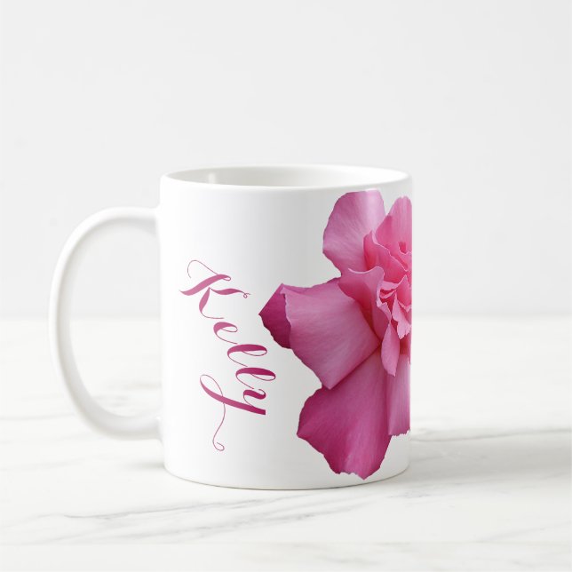 Mug Personnalisable nom Kelly joli rose rose floral (Gauche)