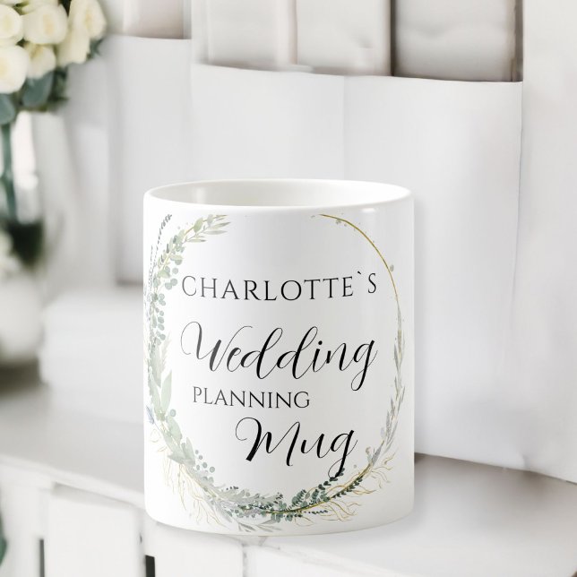 Mug personnalisable pour la planification de maria (Customer specific, floral "Wedding-Planning-Mug". Coffee Mug, with the name of the Bride..)