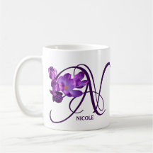 Personnalisable violet fleuri Nom Nicole monogramm