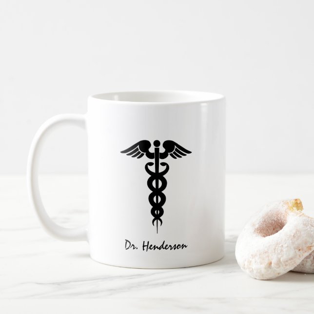 Mug Personnalisation du Dr White Black Caduceus (Avec donut)