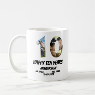 Mug Personnalisé 10 ans Anniversaire 2 Collage photo