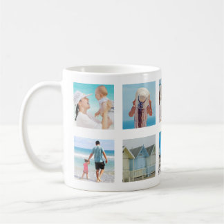 Mug Personnalisé 10 Carrés photo Collage Blanc