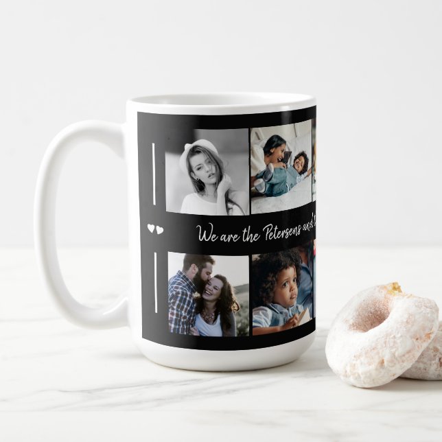 Mug Personnalisé 10 photo collage votre famille de tex (Avec donut)