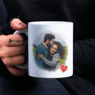 Mug Personnalisé 2 Photos Et Coeurs D'Amour Rouge