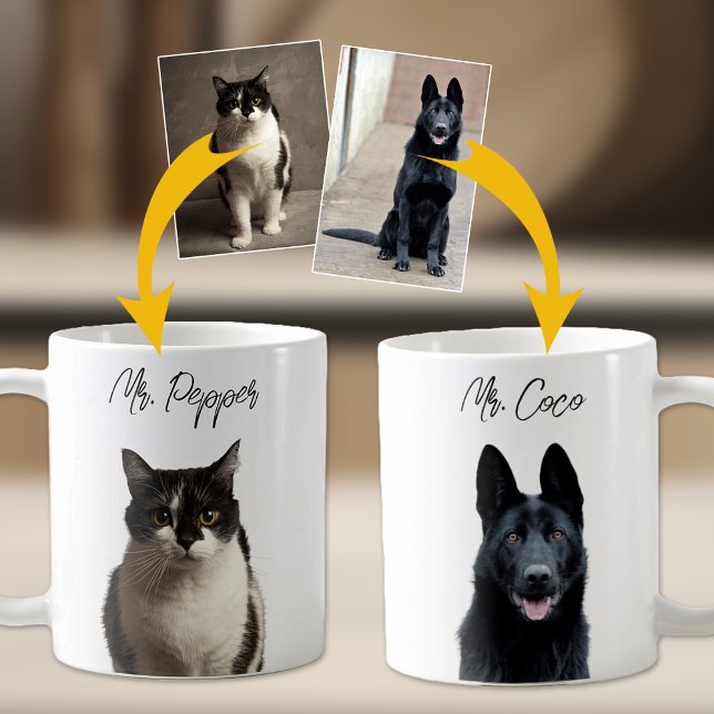 Mug Personnalisé 2 Photos et noms d'animaux (Créateur téléchargé)