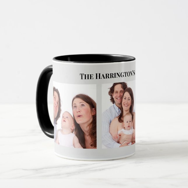 Mug Personnalisé 3 sections Photos de famille Collage  (Devant gauche)