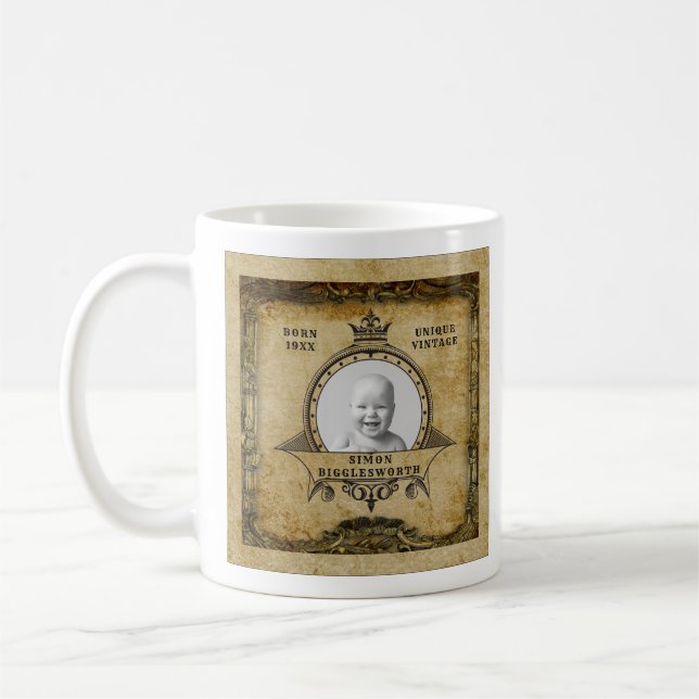 Mug Personnalisé 40e anniversaire Nom de l'année Photo (Gauche)