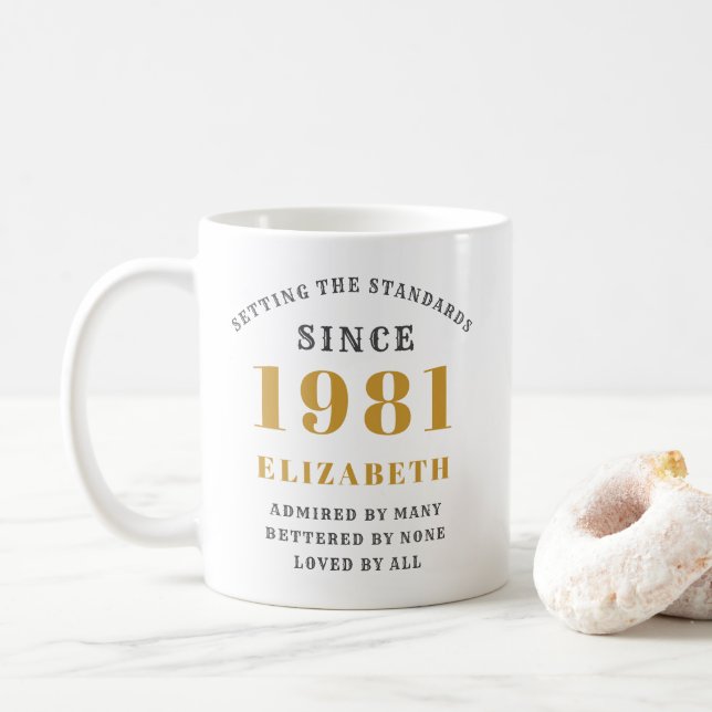 Mug Personnalisé 40th Birthday 1981 Elegant Ajouter un (Avec donut)