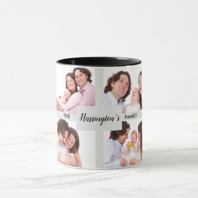 Mug Personnalisé 4 Photos de famille Collage Rectangle (Centre)