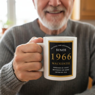 Mug Personnalisé 60e anniversaire 1966 Élégant Noir Or