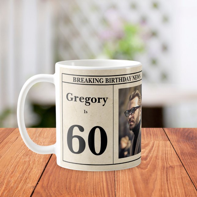 Mug Personnalisé 60e anniversaire Retro journal photo (Créateur téléchargé)