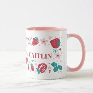 Mug personnalisé à motif fraise – Personnalisable 