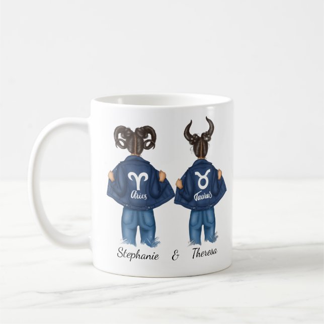 Mug Personnalisé Aries Taurus Girl Jean (Gauche)
