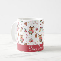 Mug personnalisé avec des rennes de Noël mignons