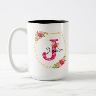 Mug personnalisé avec initiale et nom Fleur Mug Ca