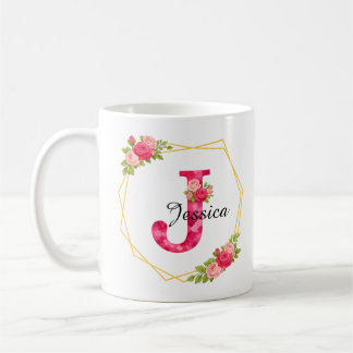 Mug personnalisé avec initiale et nom Mug floral C