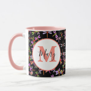 mug personnalisé avec libellules colorées