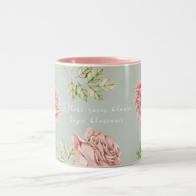 Mug personnalisé avec motif rose (Centre)