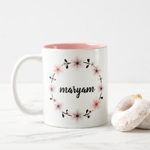 Mug Personnalisé avec Nom et Fleur Personnalisable