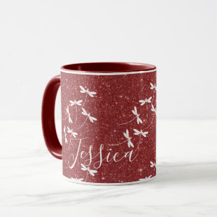 Mug personnalisé avec paillettes et libellules