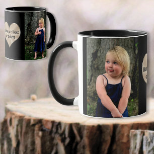 Mug personnalisé avec photo et texte sur le coeur