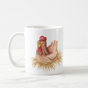Mug personnalisé avec une poule d'aquarelle