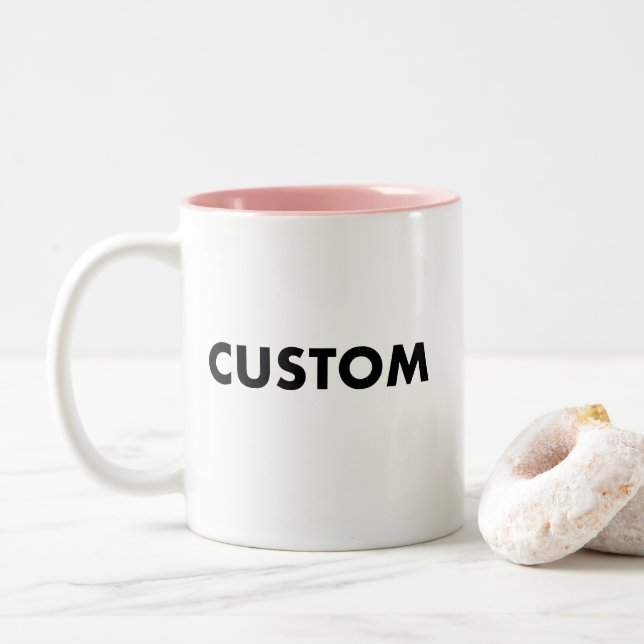 Mug personnalisé bi-ton rose vierge - 325ml. (Avec donut)