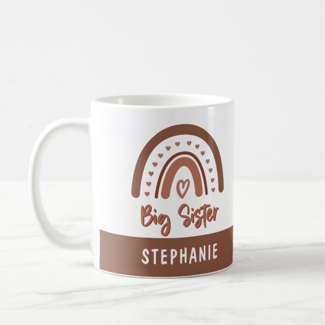 Mug Personnalisé Boho Big Sister Rainbow Matching Sibl (Gauche)