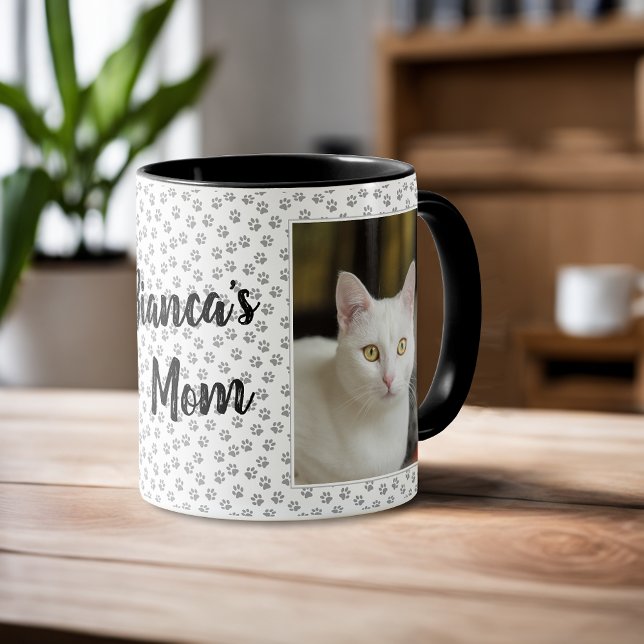 Mug Personnalisé Chat Maman Empreinte de patte Photo M (Paws and Love: Personalized Cat Mom Paw Print Photo Mug 🐱☕)