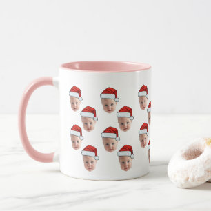 Mug Personnalisé Cute Baby Face Père Noël Chapeau Noël