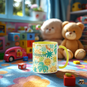 Mug Personnalisé Cute Kawaii Kids, avec Sun & Palm