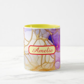 Mug personnalisé de style encre à alcool avec nom,
