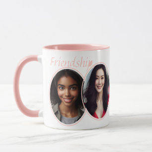 Mug Personnalisé Deux Photo "Amitié, défini !" Rose