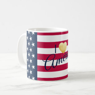 Mug Personnalisé Dire I Love America Stars Stripes Hea