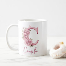 Personnalisé Élégant rose pâle rose monogramme C