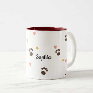 Mug Personnalisé Empreintes de Pattes & Cœurs