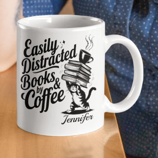 Mug Personnalisé facilement distrait par les livres &